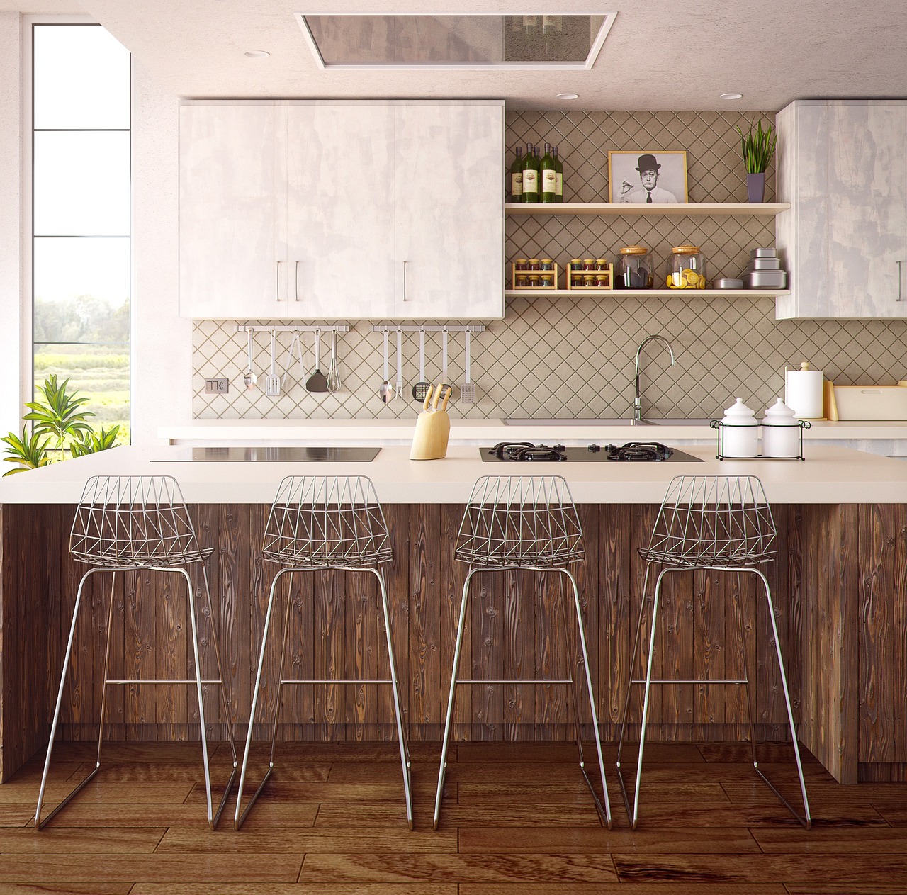Custom wood kitchen cabinets